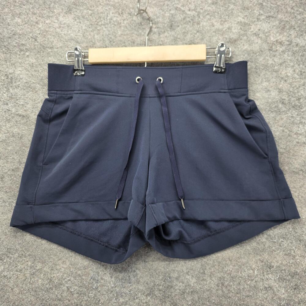 Athleta Shorts Womens 4 Blue Hot Pants Knit Elastic Waist Pockets 3 Inseam